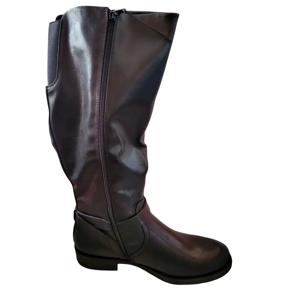 Baretraps 8.5 Boots Cassidy Women Faux Leather Tall Horse Riding Equestrian Shoe